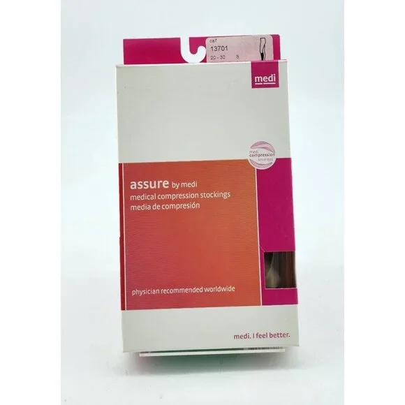 x3 Assure Medi Medical Compression Stockings Calf Closed Toe Beige 20-30 13701 S - Picture 10 of 14